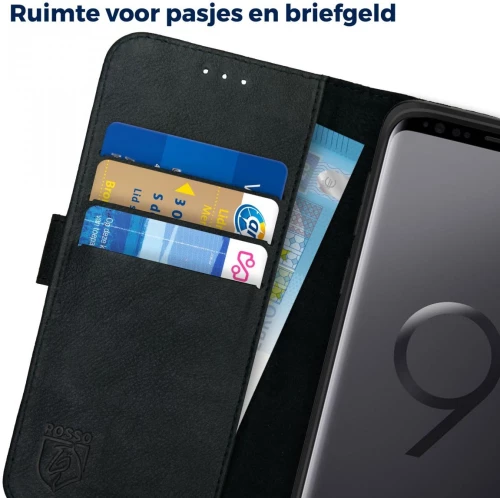 Rosso Deluxe Δερμάτινη Θήκη Πορτοφόλι Samsung Galaxy S9 - Black (8719246133640)