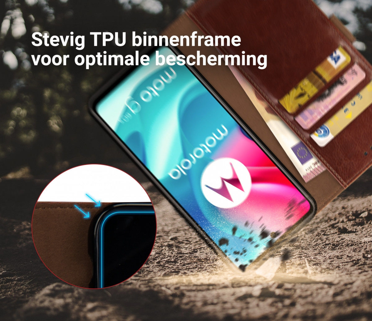 Rosso Element PU Θήκη Πορτοφόλι Motorola Moto G60S - Brown (8719246339714)