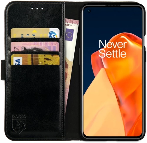 Rosso Element PU Θήκη Πορτοφόλι OnePlus 9 - Black (8719246296659)