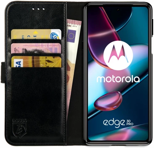 Rosso Element PU Θήκη Πορτοφόλι Motorola Edge 30 Pro - Black (8719246358357)