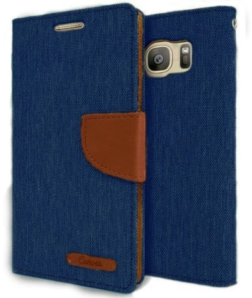 Θήκη Canvas Book Lenovo Vibe S1 - Μπλέ/Καφέ (9080) - OEM