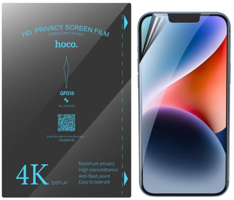 Hoco Hydrogel Pro Privacy HD Screen Protector - Μεμβράνη Προστασίας Απορρήτου Οθόνης - Apple iPhone 15 Pro - 0.15 mm - Clear (HOCO-FRONT-PRC-001-076)