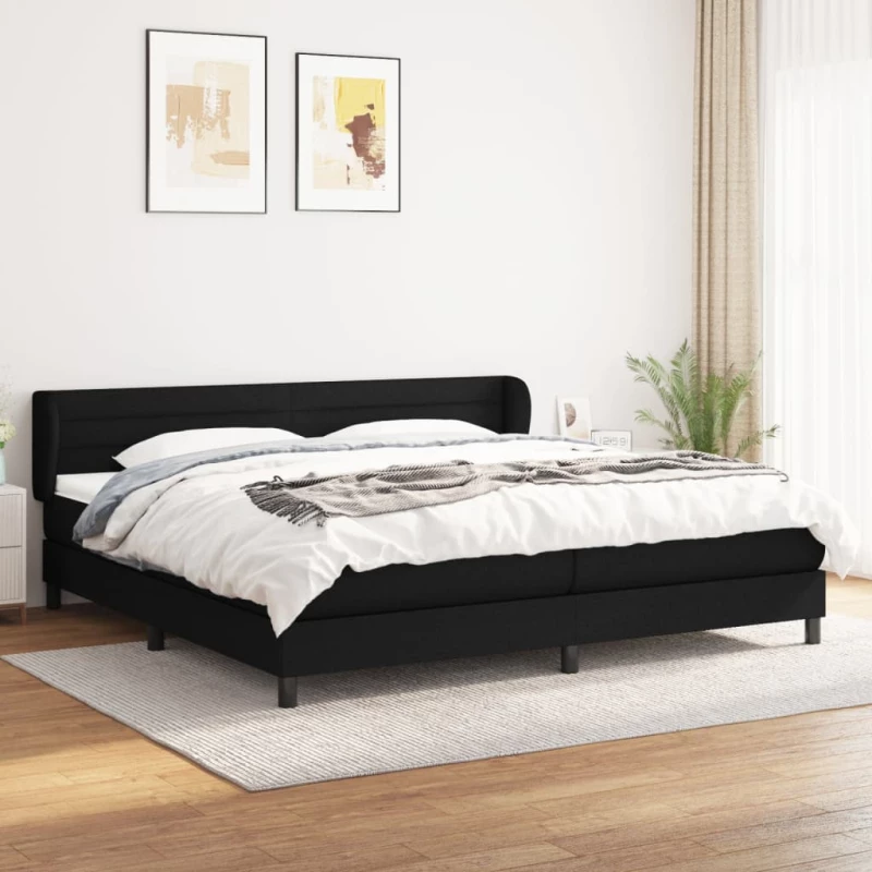 Κρεβάτι Boxspring με Στρώμα Μαύρο 200x200 εκ. Υφασμάτινο Μαύρο 3126351