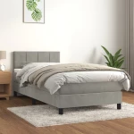 Κρεβάτι Boxspring με Στρώμα Ανοιχτό Γκρι 90x190 εκ. Βελούδινο Γκρι 3141275