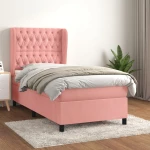 Κρεβάτι Boxspring με Στρώμα Ροζ 90x200 εκ. Βελούδινο Ροζ 3129374