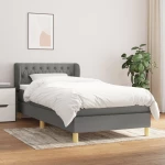 Κρεβάτι Boxspring με Στρώμα Σκούρο Γκρι 100x200 εκ. Υφασμάτινο Γκρι 3127022