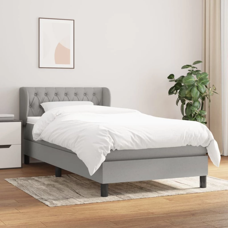 Κρεβάτι Boxspring με Στρώμα Ανοιχτό Γκρι 100x200 εκ. Υφασμάτινο Γκρι 3126461