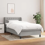 Κρεβάτι Boxspring με Στρώμα Ανοιχτό Γκρι 100x200 εκ. Υφασμάτινο Γκρι 3126461