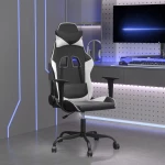 Καρέκλα Gaming Μασάζ Ασπρόμαυρη από Συνθετικό Δέρμα Λευκό 345404