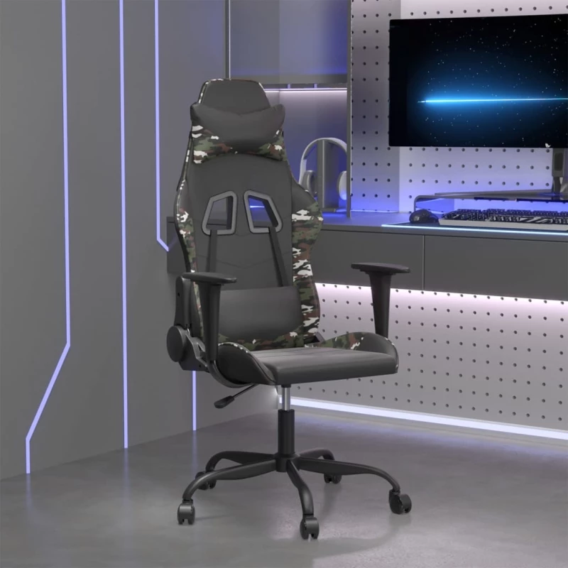 Καρέκλα Gaming Μαύρο/Παραλλαγή από Συνθετικό Δέρμα Μαύρο 3143652