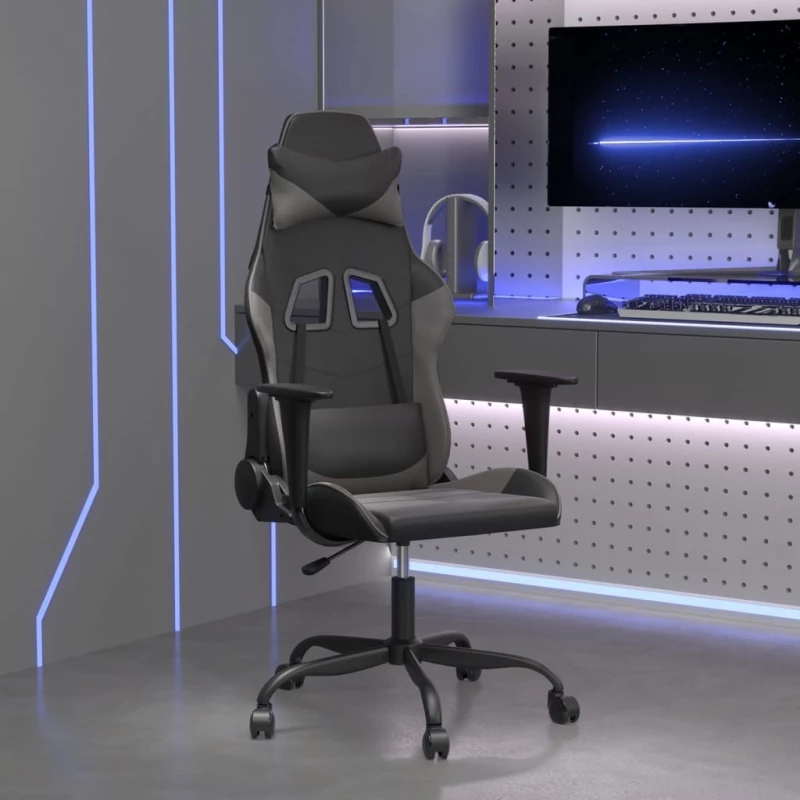 Καρέκλα Gaming Μαύρο/Γκρι από Συνθετικό Δέρμα Μαύρο 3143645