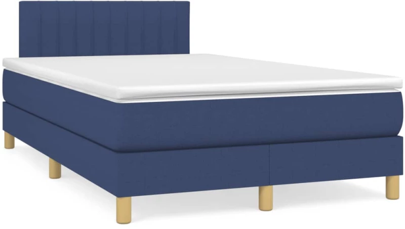 Κρεβάτι Boxspring με Στρώμα & LED Μπλε 120x190εκ. Υφασμάτινο Μπλε 3270108