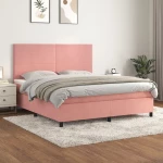 Κρεβάτι Boxspring με Στρώμα Ροζ 160x200 εκ. Βελούδινο Ροζ 3142916