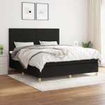 Κρεβάτι Boxspring με Στρώμα Μαύρο 160x200 εκ. Υφασμάτινο Μαύρο 3142187