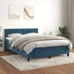 Κρεβάτι Boxspring με Στρώμα Σκούρο Μπλε 140x200 εκ. Βελούδινο Μπλε 3141369