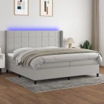 Κρεβάτι Boxspring με Στρώμα & LED Αν.Γκρι 200x200εκ. Υφασμάτινο Γκρι 3138341