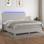 Κρεβάτι Boxspring με Στρώμα & LED Αν.Γκρι 200x200εκ. Υφασμάτινο Γκρι 3135461