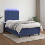 Κρεβάτι Boxspring με Στρώμα & LED Μπλε 120x200 εκ. Υφασμάτινο Μπλε 3134867