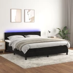Κρεβάτι Boxspring με Στρώμα & LED Μαύρο 180x200 εκ. Βελούδινο Μαύρο 3134299