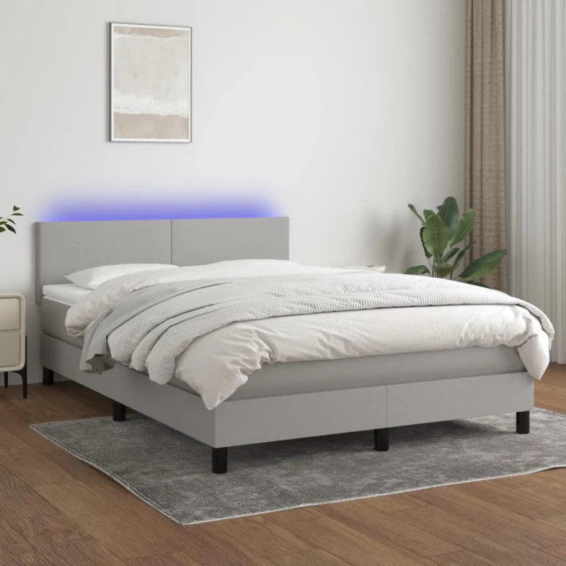 Κρεβάτι Boxspring με Στρώμα & LED Αν.Γκρι 140x190εκ. Υφασμάτινο Γκρι 3132989