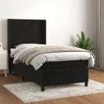 Κρεβάτι Boxspring με Στρώμα Μαύρο 90x200 εκ. Βελούδινο Μαύρο 3132539
