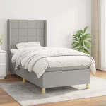 Κρεβάτι Boxspring με Στρώμα Ανοιχτό Γκρι 100x200 εκ. Υφασμάτινο Γκρι 3131969