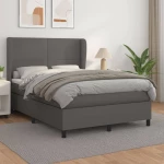 Κρεβάτι Boxspring με Στρώμα Γκρι 140x190εκ. από Συνθετικό Δέρμα Γκρι 3128911