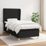Κρεβάτι Boxspring με Στρώμα Μαύρο 90x200 εκ. Υφασμάτινο Μαύρο 3128575
