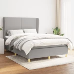 Κρεβάτι Boxspring με Στρώμα Ανοιχτό Γκρι 140x190 εκ. Υφασμάτινο Γκρι 3128357