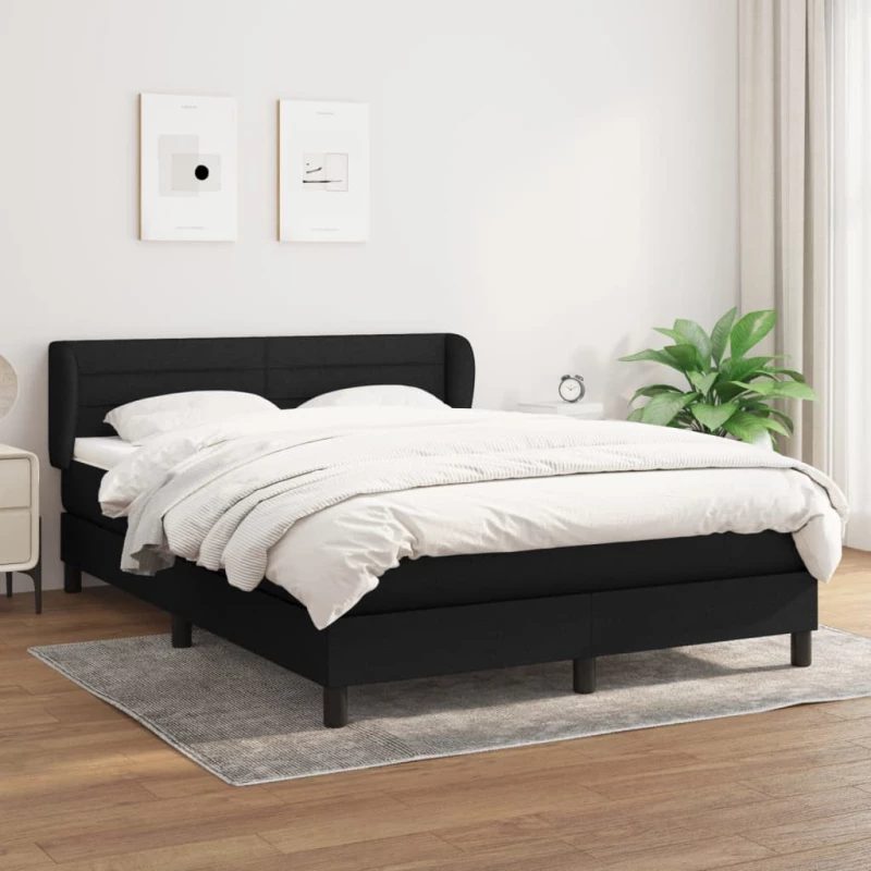 Κρεβάτι Boxspring με Στρώμα Μαύρο 140x190 εκ. Υφασμάτινο Μαύρο 3126319