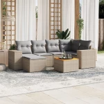 Σαλόνι Κήπου Σετ 7 τεμ. Μπεζ Συνθετικό Ρατάν με Μαξιλάρια Μπεζ 3225548