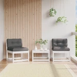 Καναπέδες Χωρ. Μπράτσα 2Τεμ Λευκό 63,5x73x78 Μασίφ Πεύκο Μαξιλ. Λευκό 844705