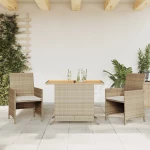 Σετ Επίπλων Bistro 3 τεμ. Μπεζ Συνθετικό Ρατάν με Μαξιλάρια Μπεζ 365126