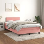 Κρεβάτι Boxspring με Στρώμα Ροζ 120x200 εκ. Βελούδινο Ροζ 3141238