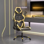 Καρέκλα Gaming Μαύρο/Χρυσό από Συνθετικό Δέρμα Μαύρο 3143667