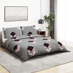 Σετ Παπλωματοθήκη vidaXL Γκρι 155x220 cm Βαμβακερό Γκρι 136470