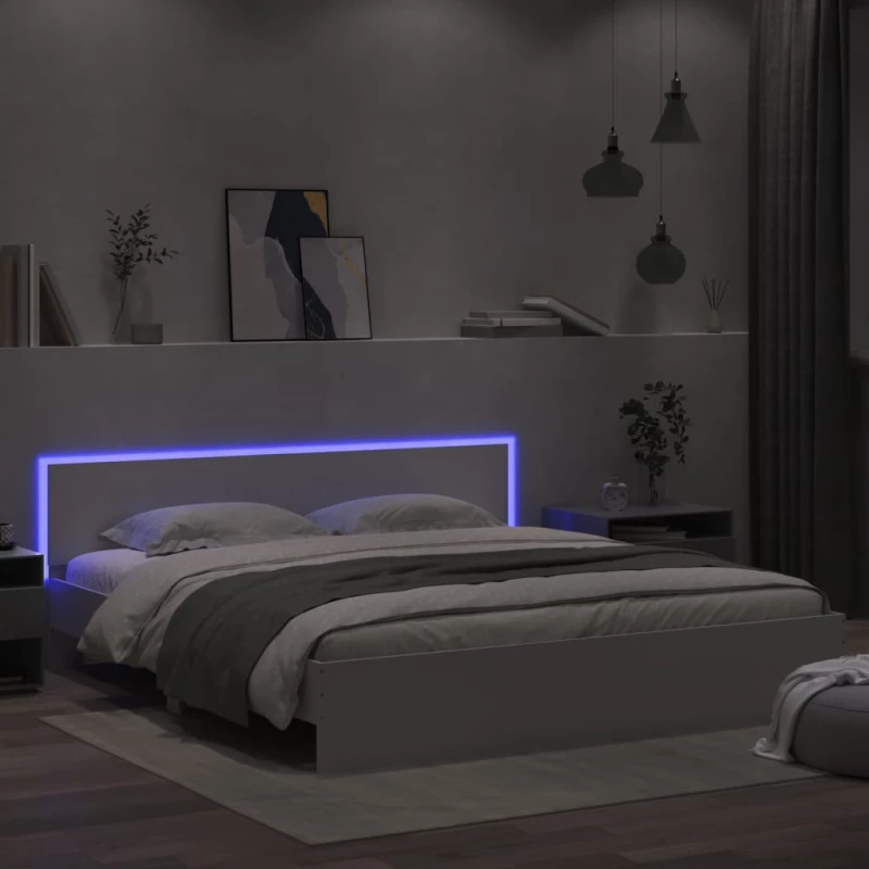 Πλαίσιο Κρεβατιού με Κεφαλάρι/LED Λευκό 200 x 200 εκ. Λευκό 3207581