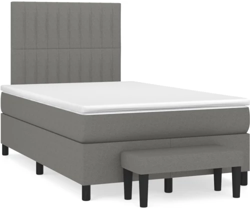 Κρεβάτι Boxspring με Στρώμα Σκούρο Γκρι 120x190 εκ Υφασμάτινο Γκρι 3270370