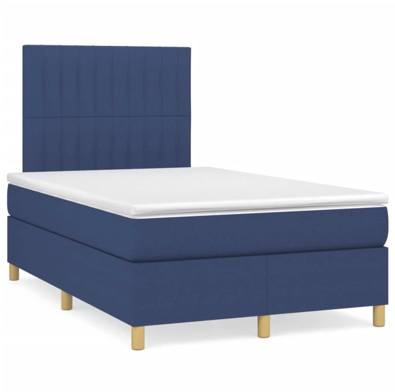 Κρεβάτι Boxspring με Στρώμα & LED Μπλε 120x190εκ. Υφασμάτινο Μπλε 3270266