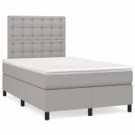 Κρεβάτι Boxspring με Στρώμα & LED Αν.Γκρι 120x190εκ. Υφασμάτινο Γκρι 3270225