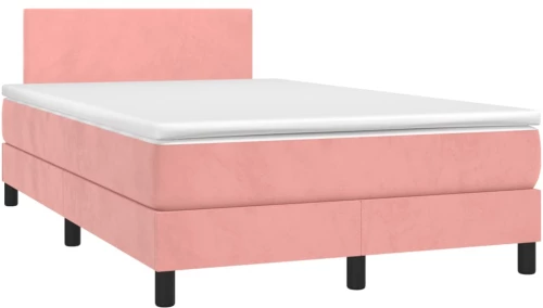 Κρεβάτι Boxspring με Στρώμα & LED Ροζ 120x190 εκ. Βελούδινο Ροζ 3270146