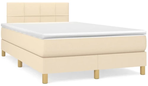 Κρεβάτι Boxspring με Στρώμα & LED Κρεμ 120x190 εκ. Υφασμάτινο Κρεμ 3270093