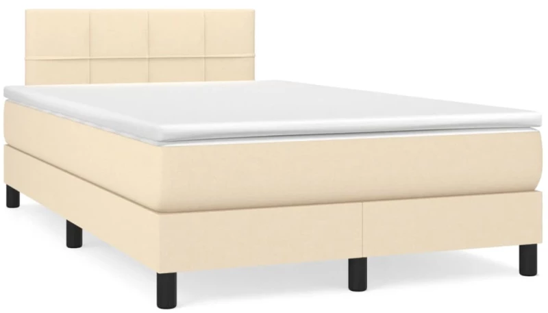 Κρεβάτι Boxspring με Στρώμα & LED Κρεμ 120x190 εκ. Υφασμάτινο Κρεμ 3270044