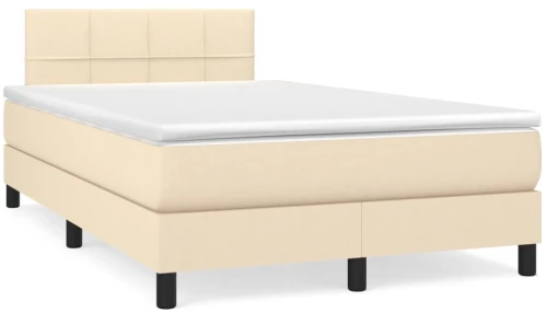 Κρεβάτι Boxspring με Στρώμα & LED Κρεμ 120x190 εκ. Υφασμάτινο Κρεμ 3270044