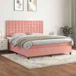 Κρεβάτι Boxspring με Στρώμα Ροζ 180x200 εκ. Βελούδινο Ροζ 3143282