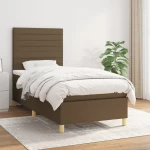 Κρεβάτι Boxspring με Στρώμα Σκούρο Καφέ 90x190 εκ. Υφασμάτινο Καφέ 3142380