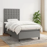 Κρεβάτι Boxspring με Στρώμα Σκούρο Γκρι 80x200 εκ. Υφασμάτινο Γκρι 3142050