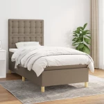 Κρεβάτι Boxspring με Στρώμα Taupe 90x200 εκ. Υφασμάτινο μπεζ-γκρι 3142629