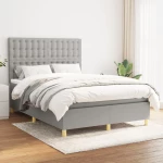 Κρεβάτι Boxspring με Στρώμα Ανοιχτό Γκρι 140x190 εκ. Υφασμάτινο Γκρι 3142649