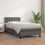 Κρεβάτι Boxspring με Στρώμα Γκρι 90x200 εκ. από Συνθετικό Δέρμα Γκρι 3141105